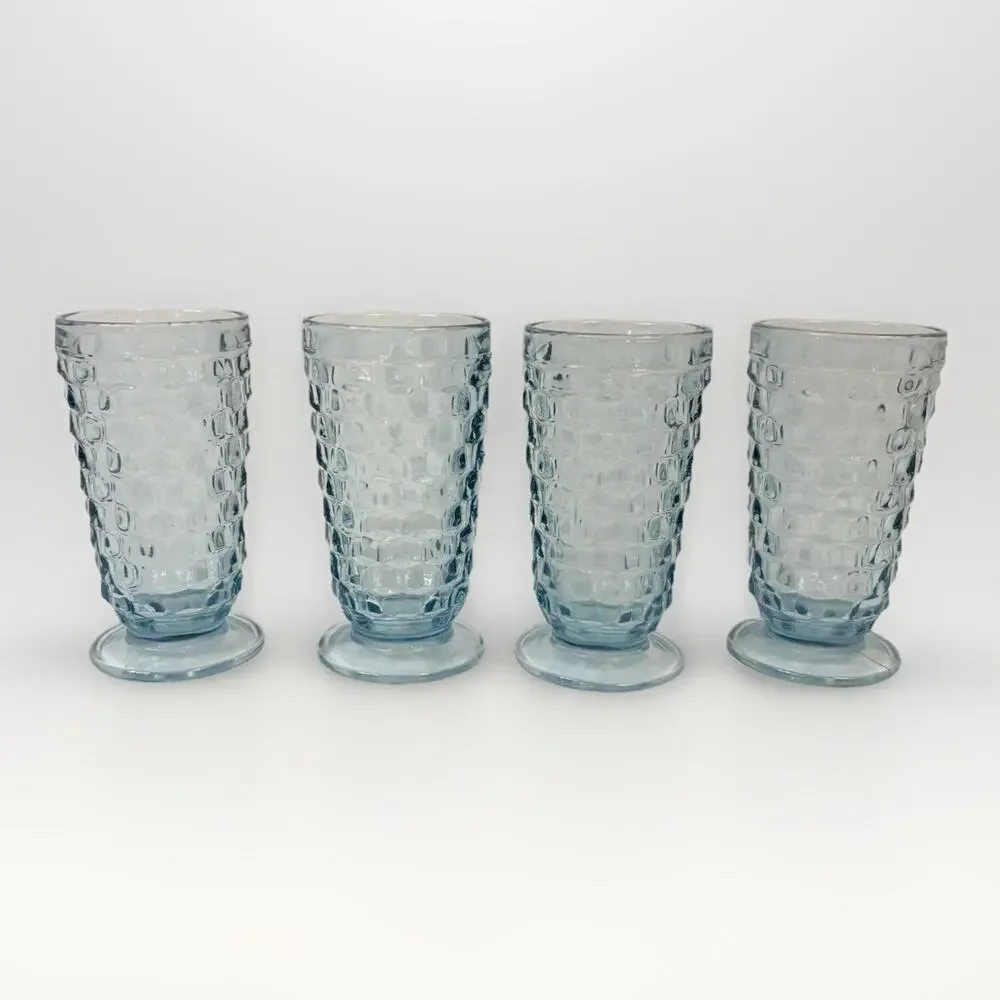 Lot of 4 Indiana Glass Whitehall Colony Light Blue Cube 6